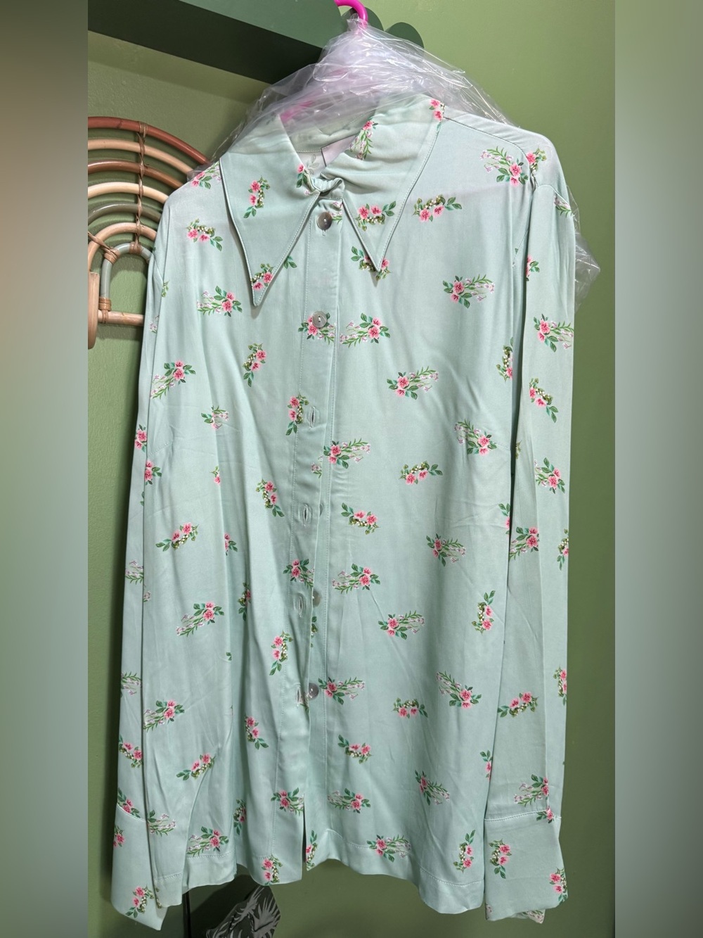 Sleeper Women's Blossom Printed Shirt in Mint - Picture 4 of 6